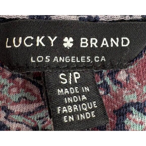 Lucky Brand Women's Short Sleeve Printed Top Sz Small boho soft - Picture 2 of 6